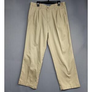 Dockers Straight Pants Mens 36" x 30" Tan Chinos Pockets Individual Fit Cotton